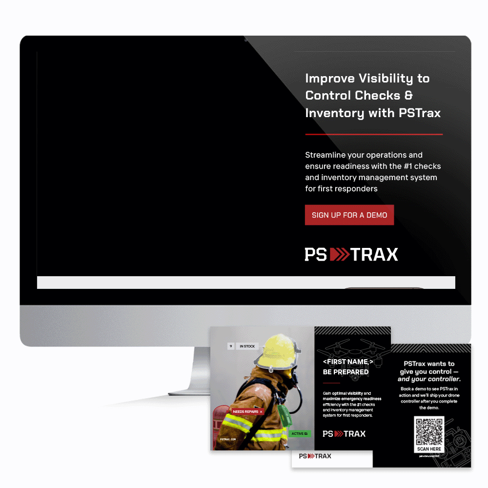 PS Trax lead generation direct mailer and landing page