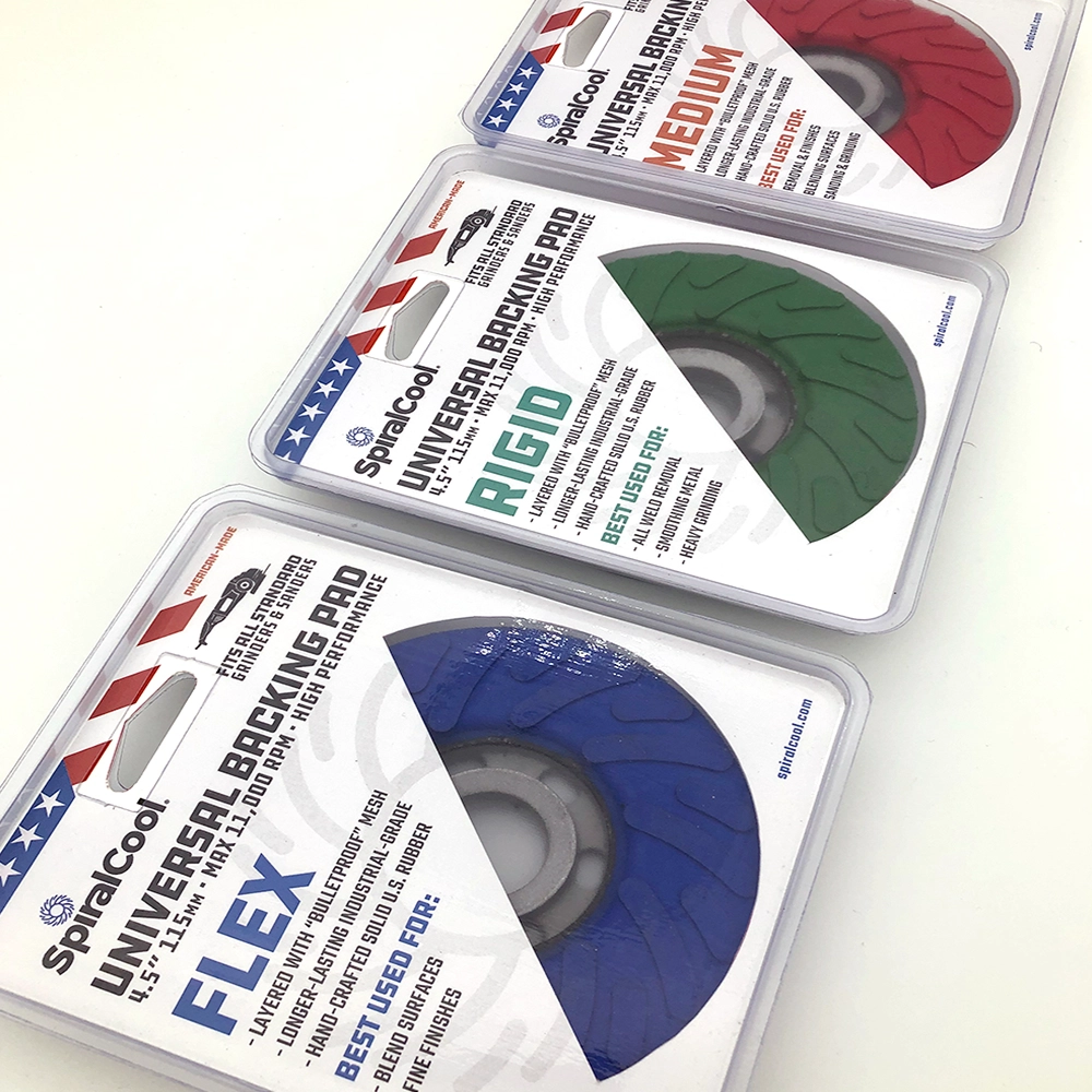 spiral-cool backing pads for grinders