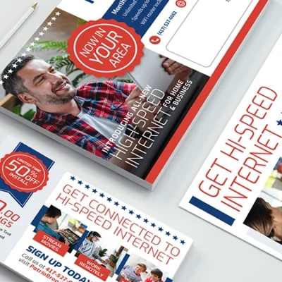 Patriot Broadband Mailer, Business Cards, Pens