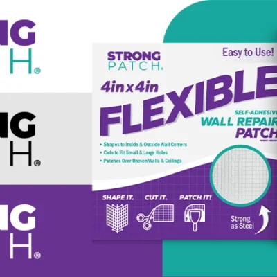 StrongPatch logo and mockups